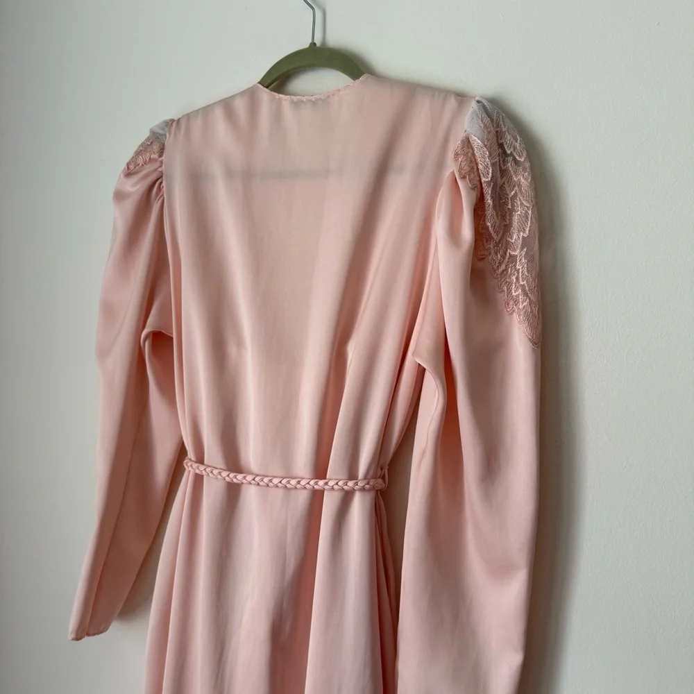 Ralph Montenero Vintage Pink Peignoir Set Maxi Slip Nightgown and Robe S